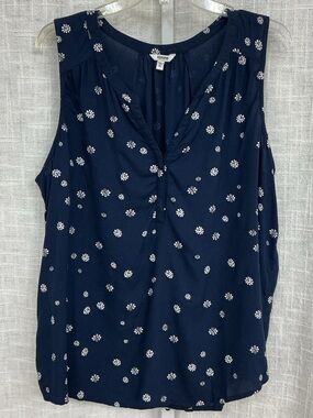 Sonoma Navy Sleeveless V-Neck Floral Print Camisole